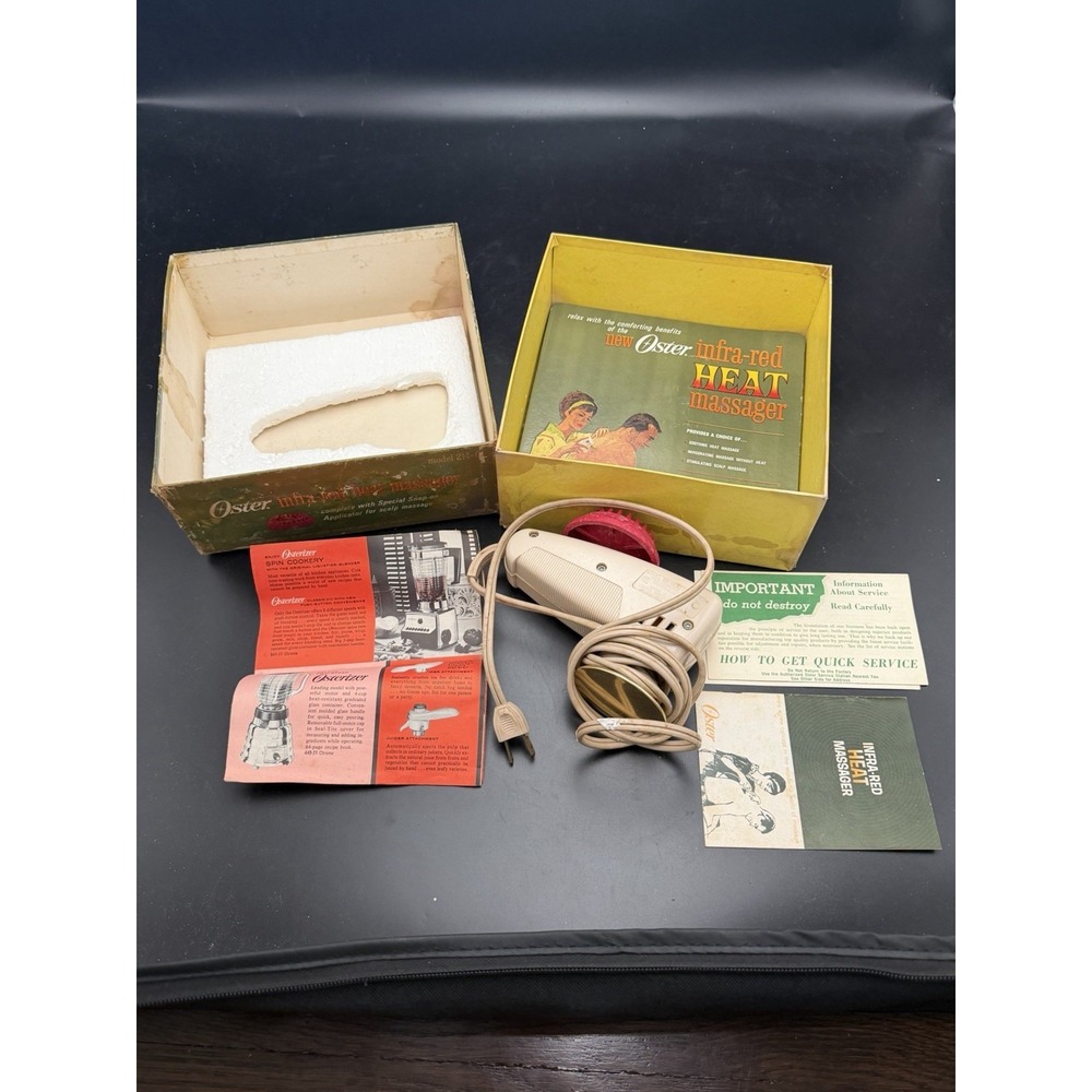 Vintage Oster Infra-Red Heat Massager Model 214-01 w/ Box Manual Scalp - Picture 4 of 7